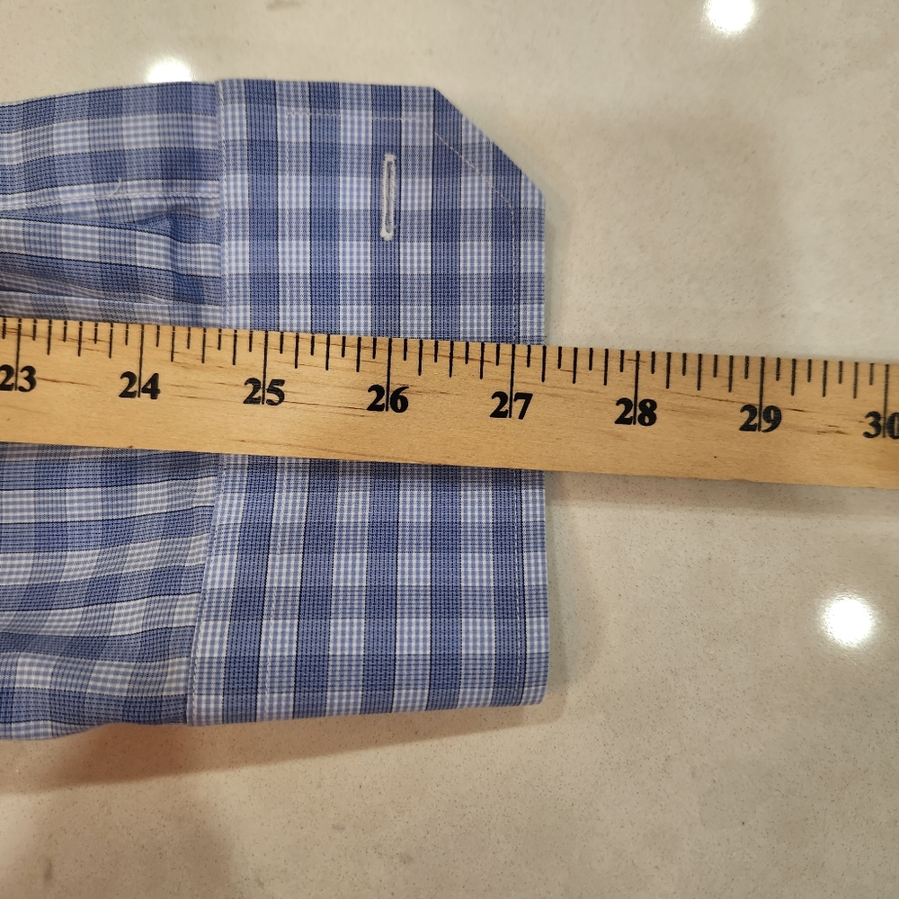 NWOT ETON Button Up Shirt 18 46 Contemporary Blue Check Gingham 100% Cotton - Picture 11 of 13